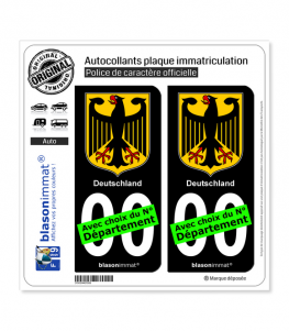 Allemagne - Armoiries | Autocollant plaque immatriculation (Fond Noir)