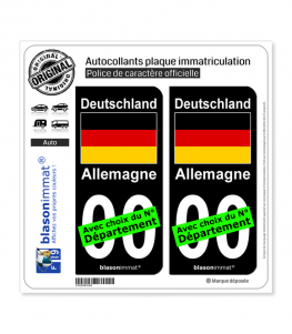 Allemagne - Drapeau | Autocollant plaque immatriculation (Fond Noir)