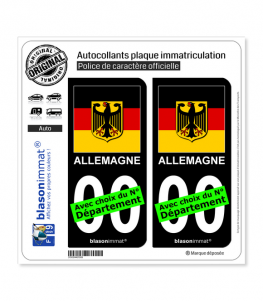 Allemagne - Armoiries Drapées | Autocollant plaque immatriculation (Fond Noir)