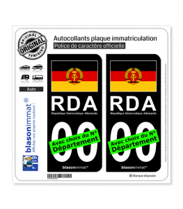 Allemagne - Drapeau RDA | Autocollant plaque immatriculation (Fond Noir)