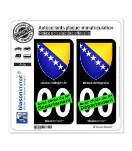Bosnie-Herzégovine - Armoiries | Autocollant plaque immatriculation (Fond Noir)