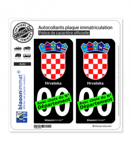 Croatie - Armoiries | Autocollant plaque immatriculation (Fond Noir)