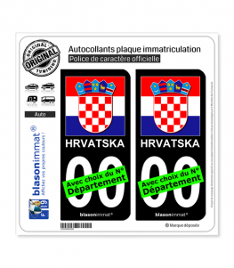 Croatie - Armoiries Drapées | Autocollant plaque immatriculation (Fond Noir)