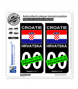 Croatie - Drapeau | Autocollant plaque immatriculation (Fond Noir)