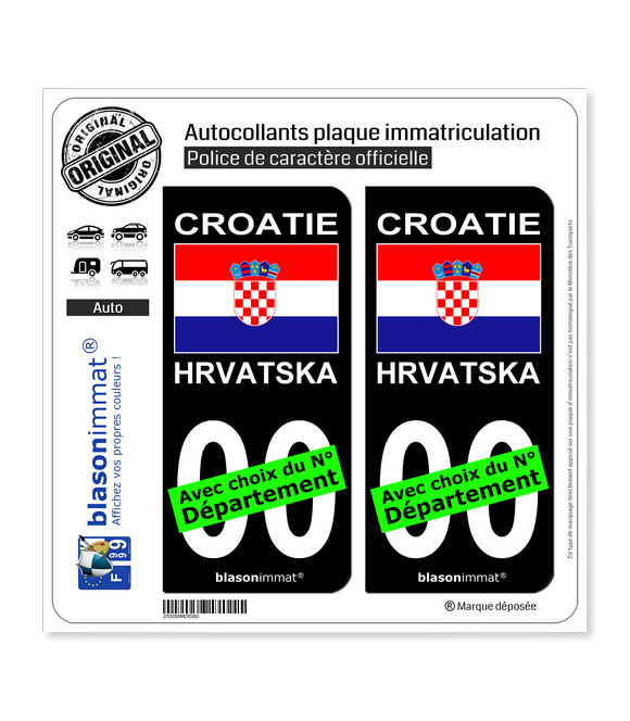 2 x adesivi targa Croazia Croatia Hrvatska targa sticker