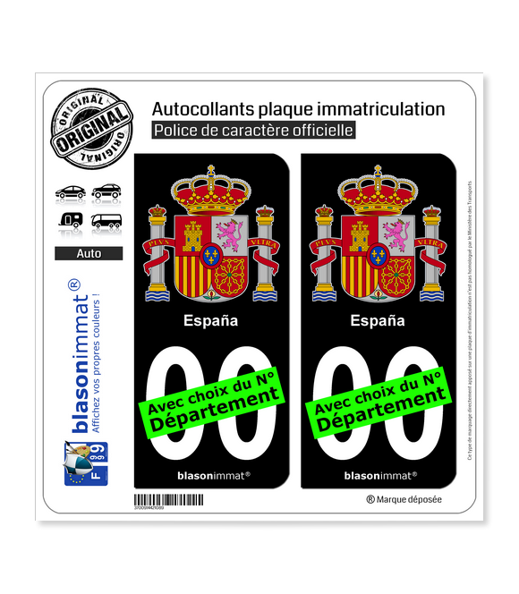 Espagne Armoiries Autocollant plaque immatriculation
