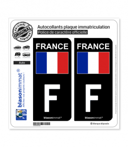 F France - Drapeau (Côté droit) | Autocollant plaque immatriculation