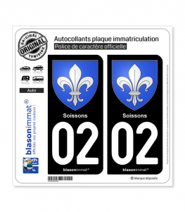 02 Soissons - Armoiries | Autocollant plaque immatriculation