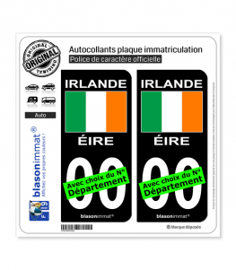 Irlande - Drapeau | Autocollant plaque immatriculation (Fond Noir)