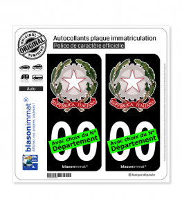Italie - Armoiries | Autocollant plaque immatriculation (Fond Noir)