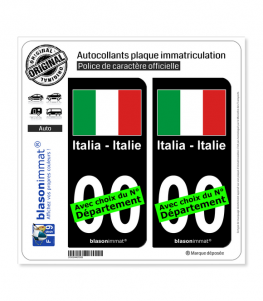 Italie - Drapeau | Autocollant plaque immatriculation (Fond Noir)