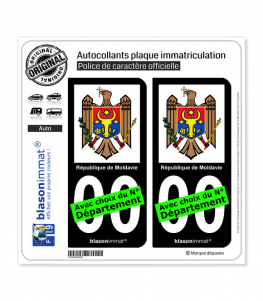 Moldavie - Armoiries | Autocollant plaque immatriculation (Fond Noir)