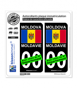 Moldavie - Drapeau | Autocollant plaque immatriculation (Fond Noir)