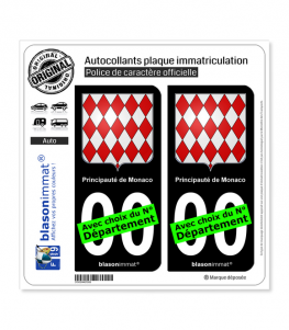 Monaco - Blason | Autocollant plaque immatriculation (Fond Noir)