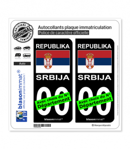 Serbie - Drapeau | Autocollant plaque immatriculation (Fond Noir)