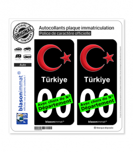 Turquie - Armoiries | Autocollant plaque immatriculation (Fond Noir)