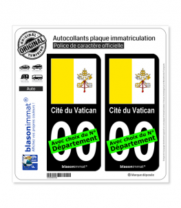 Vatican - Drapeau | Autocollant plaque immatriculation (Fond Noir)