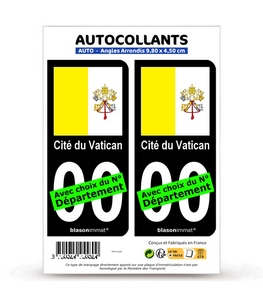 Vatican - Drapeau | Autocollant plaque immatriculation (Fond Noir)