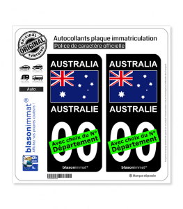 Australie - Drapeau | Autocollant plaque immatriculation (Fond Noir)