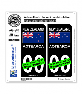 Nouvelle-Zélande - Drapeau | Autocollant plaque immatriculation (Fond Noir)