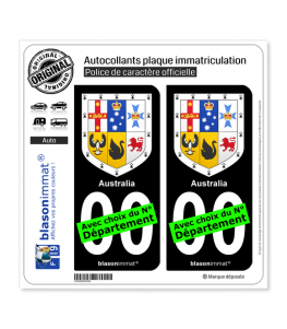 Australie - Armoiries | Autocollant plaque immatriculation (Fond Noir)