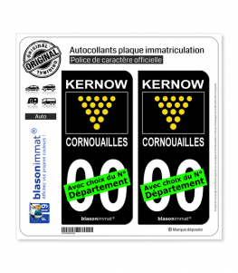Cornouailles - Drapeau du Duc | Autocollant plaque immatriculation (Fond Noir)