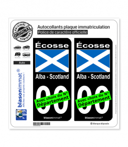 Écosse - Drapeau | Autocollant plaque immatriculation (Fond Noir)