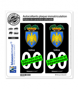 Udine Province - Armoiries (Italie) | Autocollant plaque immatriculation (Fond Noir)