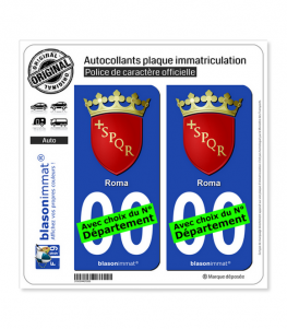 Rome Ville - Armoiries | Autocollant plaque immatriculation (Fond Noir)