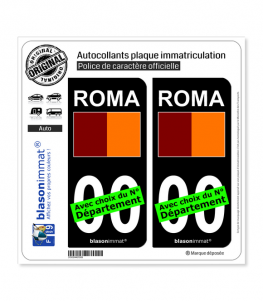 Rome Ville - Drapeau | Autocollant plaque immatriculation (Fond Noir)