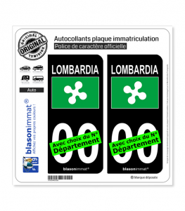 Lombardie Région - Drapeau (Italie) | Autocollant plaque immatriculation (Fond Noir)