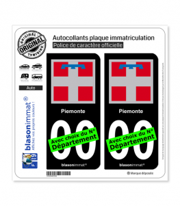 Piémont Région - Armoiries (Italie) | Autocollant plaque immatriculation (Fond Noir)