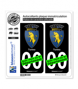 Turin Ville - Armoiries | Autocollant plaque immatriculation (Fond Noir)