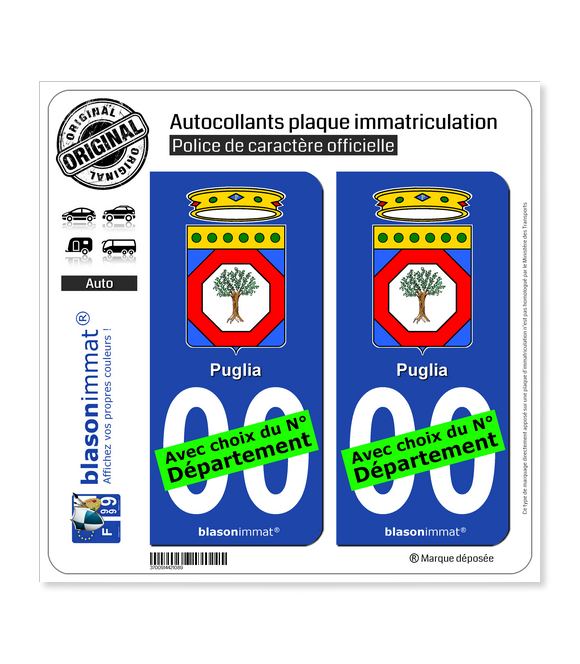 Pouilles Région - Armoiries (Italie) | Autocollant plaque immatriculation