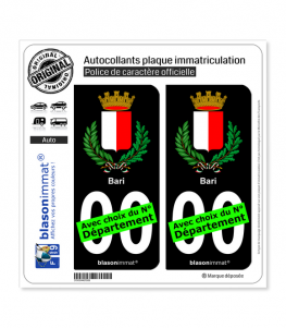 Bari Ville - Armoiries | Autocollant plaque immatriculation (Fond Noir)