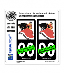 Aficionados - Tauromachie | Autocollant plaque immatriculation (Fond Noir)