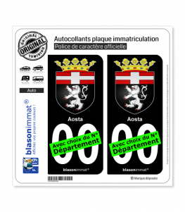 Aoste Ville - Armoiries | Autocollant plaque immatriculation (Fond Noir)