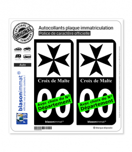 Croix de Malte | Autocollant plaque immatriculation (Fond Noir)