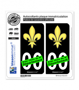 Fleur de Lys | Autocollant plaque immatriculation (Fond Noir)