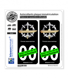 Forces sous-marines | Autocollant plaque immatriculation (Fond Noir)