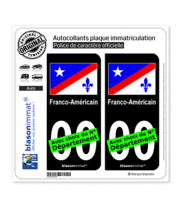Franco-Américain - Drapeau | Autocollant plaque immatriculation (Fond Noir)
