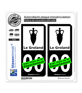 Le Groland - Armoiries | Autocollant plaque immatriculation (Fond Noir)