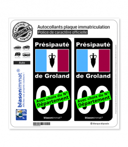 Le Groland - Drapeau | Autocollant plaque immatriculation (Fond Noir)