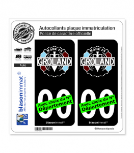 Le Groland - Made in | Autocollant plaque immatriculation (Fond Noir)