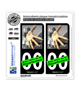 Main Tendue | Autocollant plaque immatriculation (Fond Noir)