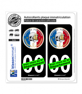 2 Stickers autocollant plaque immatriculation Auto Sapeurs-Pompiers Macaron 