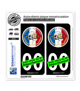 Sapeurs-Pompiers - Macaron | Autocollant plaque immatriculation (Fond Noir)