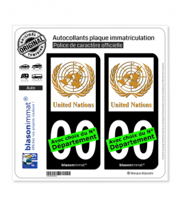 United Nations | Autocollant plaque immatriculation (Fond Noir)