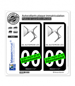 DS Automobiles | Autocollant plaque immatriculation (Fond Noir)