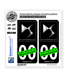 DS Automobiles - Black | Autocollant plaque immatriculation (Fond Noir)